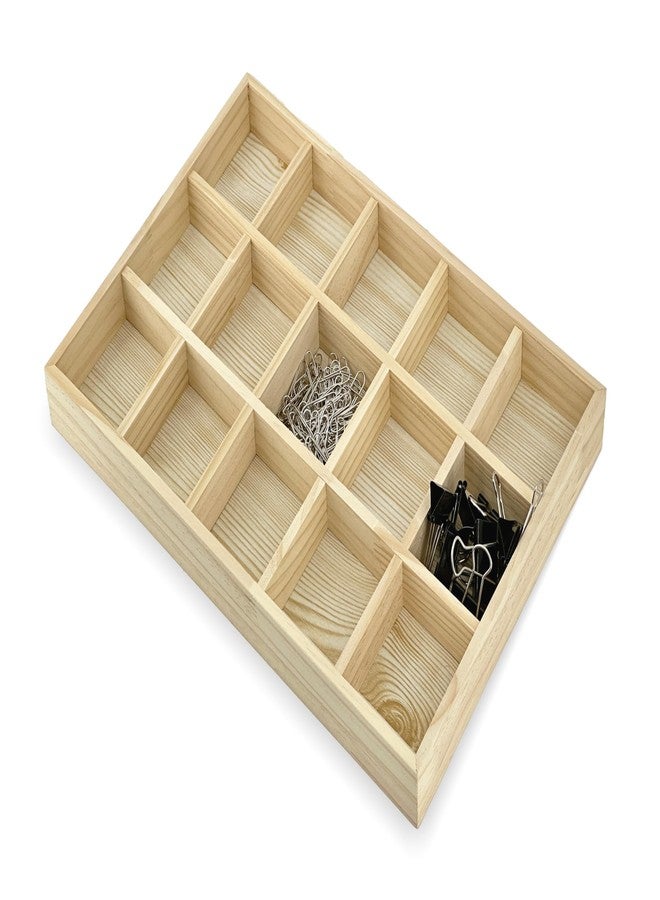 بامبو بام آند بو - صينية تنظيم خشبية مقسمة إلى 15 قسمًا للأدراج، الحمام، المطبخ، طاولة الزينة، المكياج، المجوهرات، والأواني (13.7 بوصة × 9.4 بوصة × 1.3 بوصة). - Image 2